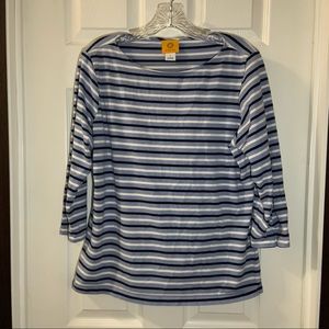 Ruby Rd. Navy and White Striped Blouse